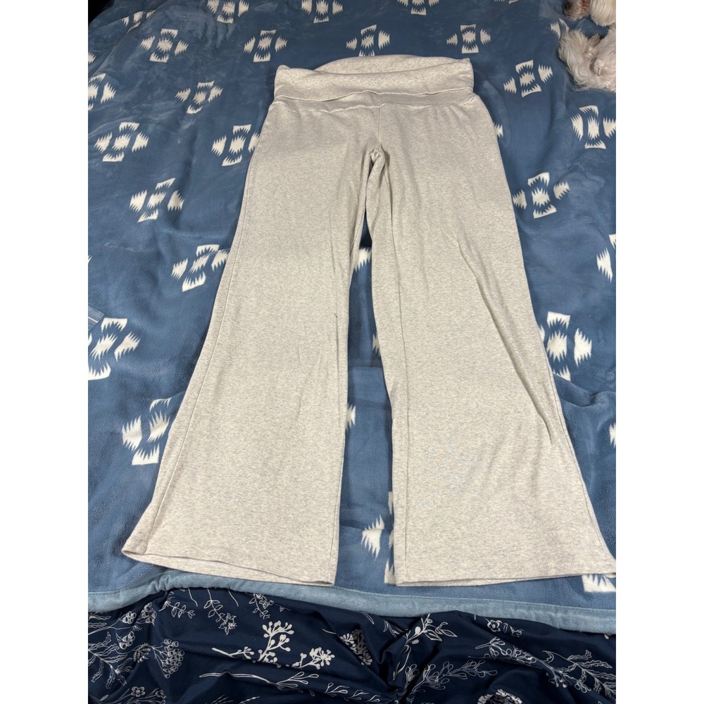 Chrome Riot Womens Wide Leg Lounge Pants Heather Gray Foldover Waist Size L